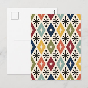 Mid-Century-Modern-Retro-Sonnenstrahl-Muster Postkarte
