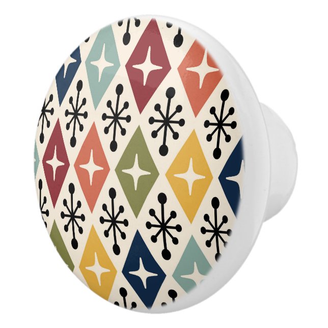 Mid Century Modern Retro Starburst Pattern Keramikknauf (Rechts)
