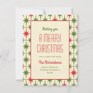 Mid Century Modern Retro Sterne Vintage Weihnachte Feiertagskarte