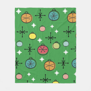 Mid Century Modern Retro Weihnachtskunst Grün Fleecedecke