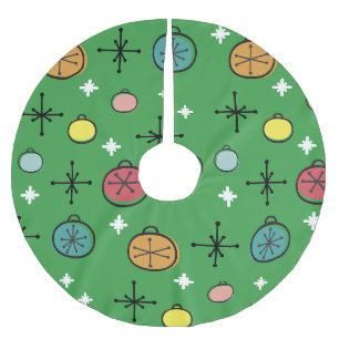 Mid Century Modern Retro Weihnachtskunst Grün Polyester Weihnachtsbaumdecke