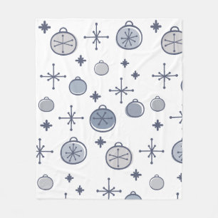 Mid Century Modern Retro Weihnachtskunst Silber Fleecedecke