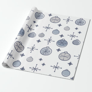 Mid Century Modern Retro Weihnachtskunst Silber Geschenkpapier