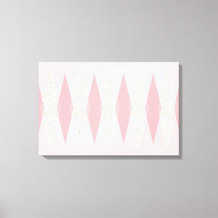Mid Century Modern Rosa Argyle Gespannte Leinwand