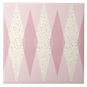 Mid Century Modern Rosa Argyle Große Keramikfliese
