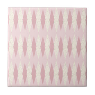 Mid Century Modern Rosa Argyle Kleines Keramikflie Fliese