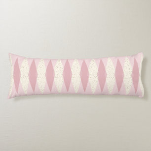 Mid Century Modern Rosa Argyle-Körperkissen Seitenschläferkissen