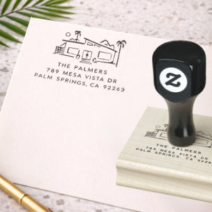Mid Century Modern Rücksende-Adresse-Stempel Gummistempel
