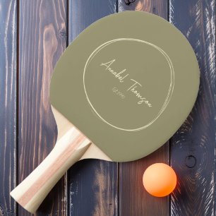 Mid-Century Modern Salbei-Wiese mit Name Tischtennis Schläger
