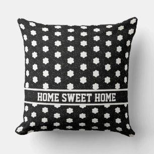 mid century modern schwarz-weiß retro floral kissen