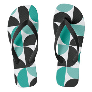 Mid-Century Modern Schwarz weiß und mint Flip Flops