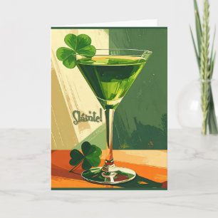 Mid Century Modern Shamrock Martini Sláinte! Karte