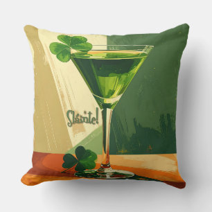 Mid Century Modern Shamrock Martini Sláinte! Kissen