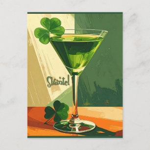 Mid Century Modern Shamrock Martini Sláinte!  Postkarte