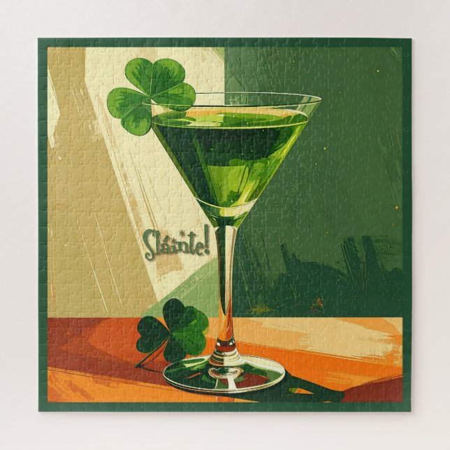 Mid Century Modern Shamrock Martini Sláinte!  Puzzle (Vertikal)