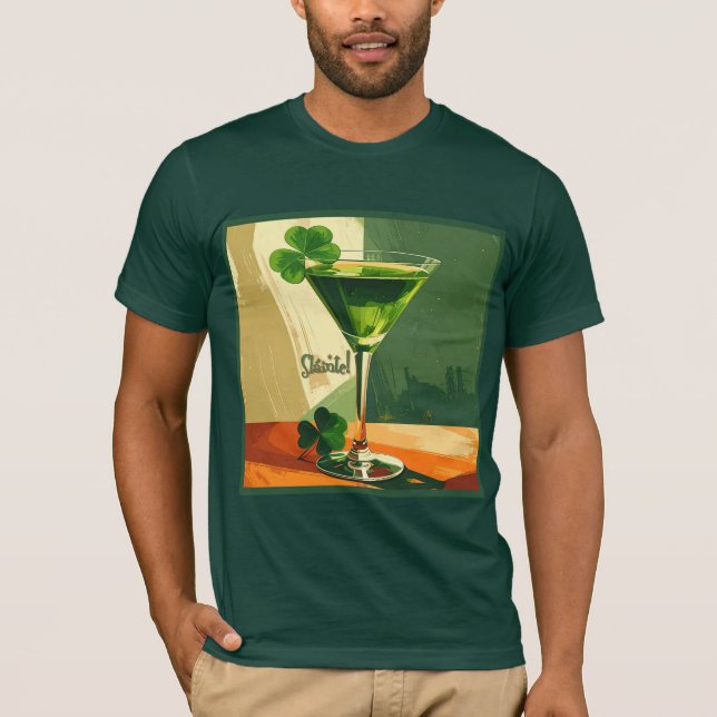 Mid Century Modern Shamrock Martini Sláinte!  T-Shirt (Vorderseite)