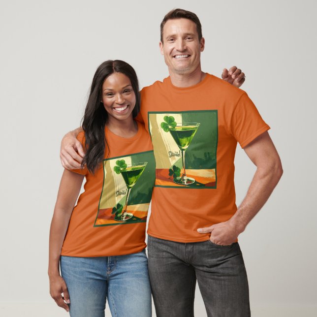 Mid Century Modern Shamrock Martini Sláinte!  T-Shirt (Unisex)