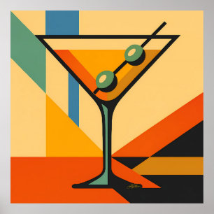 Mid Century Modern Sonnenaufgang Bauhaus Martini Poster