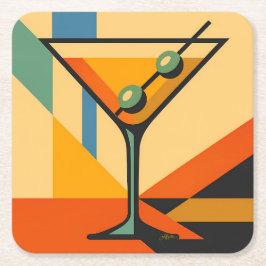 Mid Century Modern Sonnenaufgang Bauhaus Martini Rechteckiger Pappuntersetzer