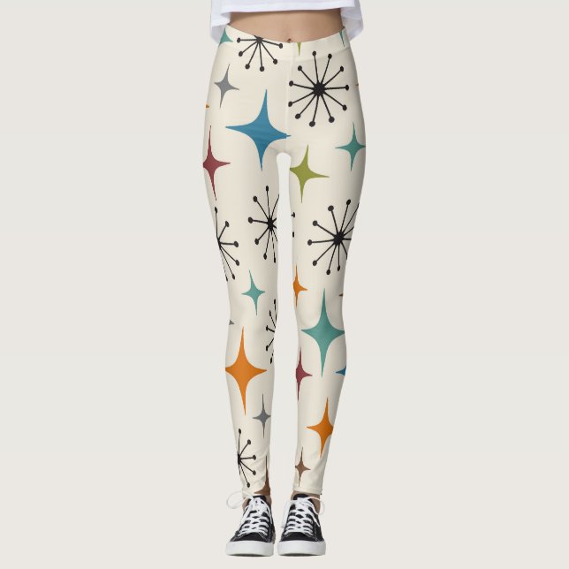 Mid-Century-Modern-Sonnenstrahl-Muster Leggings (Vorderseite)