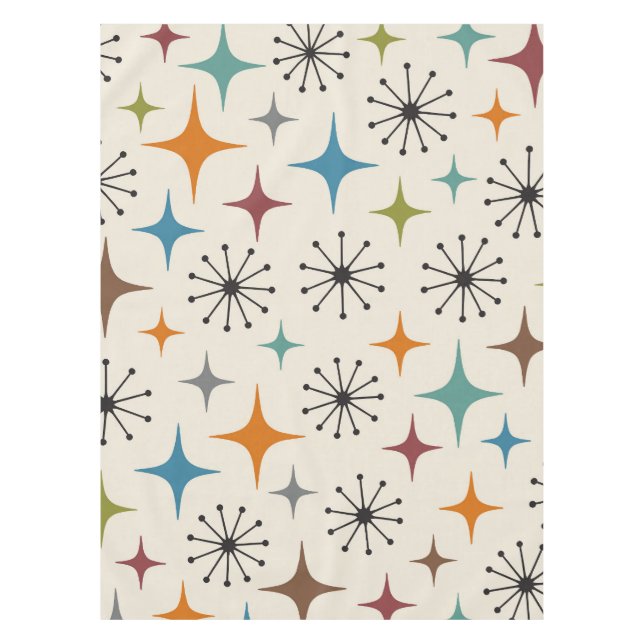 Mid-Century-Modern-Sonnenstrahl-Muster Tischdecke (Vorderseite)