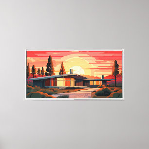 Mid-century Modern Sonnenuntergang Leinwanddruck