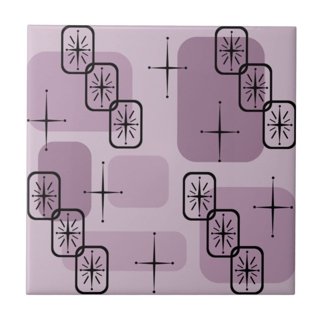 Mid Century Modern Sputnik Mauve Fliese (Vorderseite)