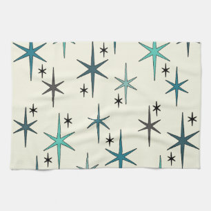 Mid Century Modern Star Sky Turquoise Geschirrtuch