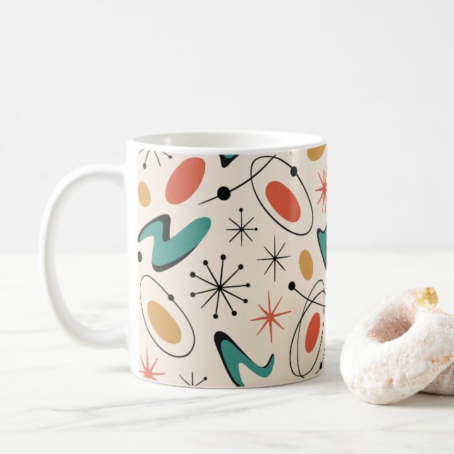 Mid Century Modern Starburst Pattern Kaffeetasse (Mit Donut)