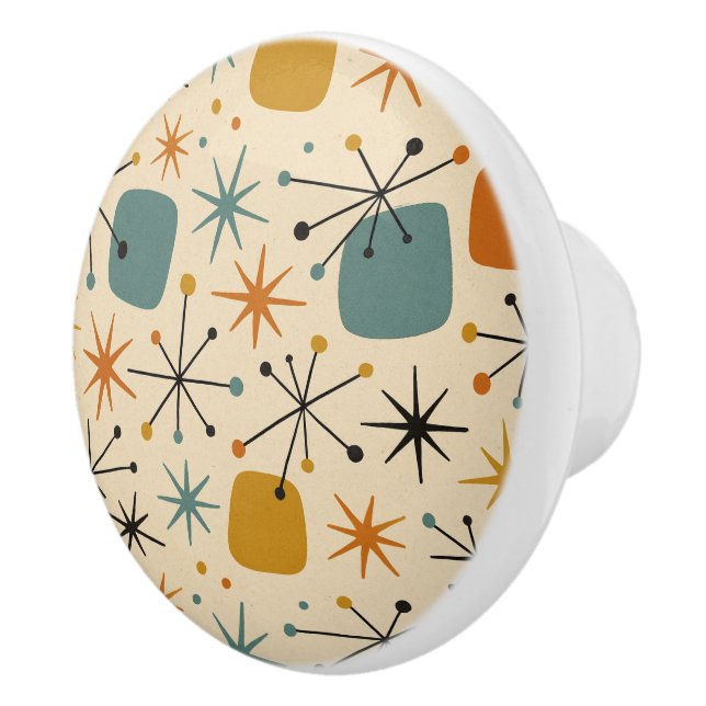 Mid Century Modern Starburst Pattern Keramikknauf (Rechts)