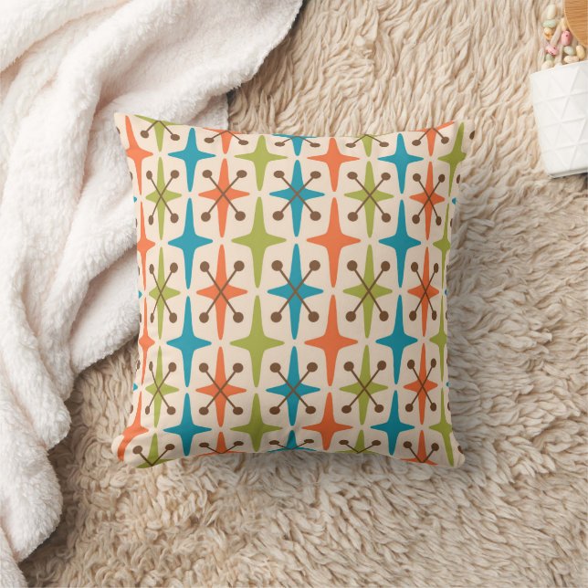 Mid Century Modern Starburst Pattern Kissen (Decke)