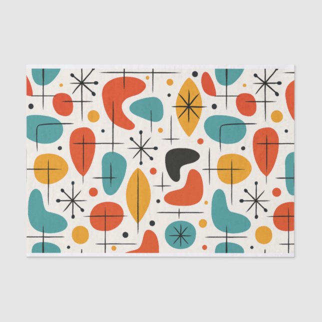 Mid Century Modern Starburst Pattern Seidenpapier (Vorderseite)