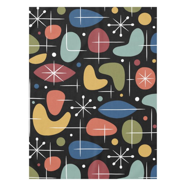 Mid Century Modern Starburst Pattern Tischdecke (Vorderseite)