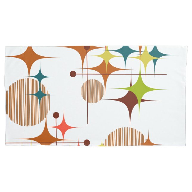 Mid Century Modern Starbursts and Globes Kissenbezug (Vorderseite-Links)