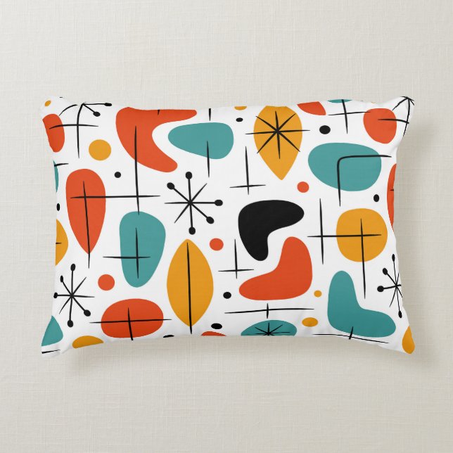 Mid-Century-Modern-Sternenburst-Muster Dekokissen (Vorderseite)