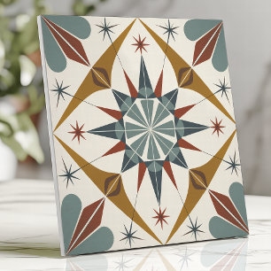 Mid-Century-Modern Sternenexplosion Geometrisch  Fliese
