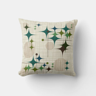 Mid Century Modern Sternenexplosionen und Globus-F Kissen