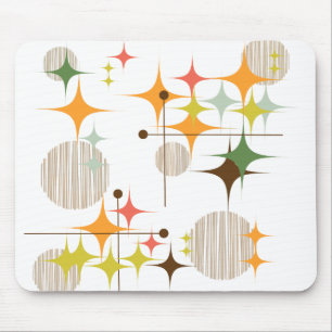 Mid Century Modern Sternenexplosionen und Globus-F Mousepad
