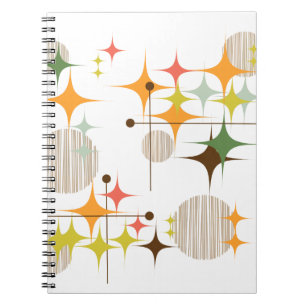 Mid Century Modern Sternenexplosionen und Globus-F Notizblock