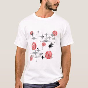 Mid Century Modern Sternenexplosionen und Globus T T-Shirt
