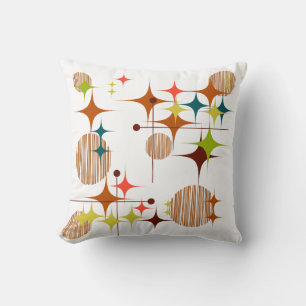 Mid Century Modern Sternenexplosionen und Globusle Kissen