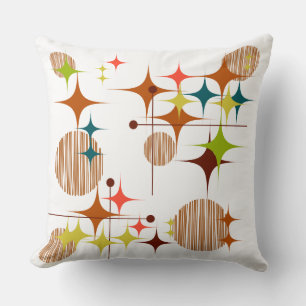 Mid Century Modern Sternenexplosionen und Globusse Kissen