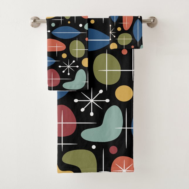 Mid-Century-Modern-Sternenmuster Badhandtuch Set (Insitu)