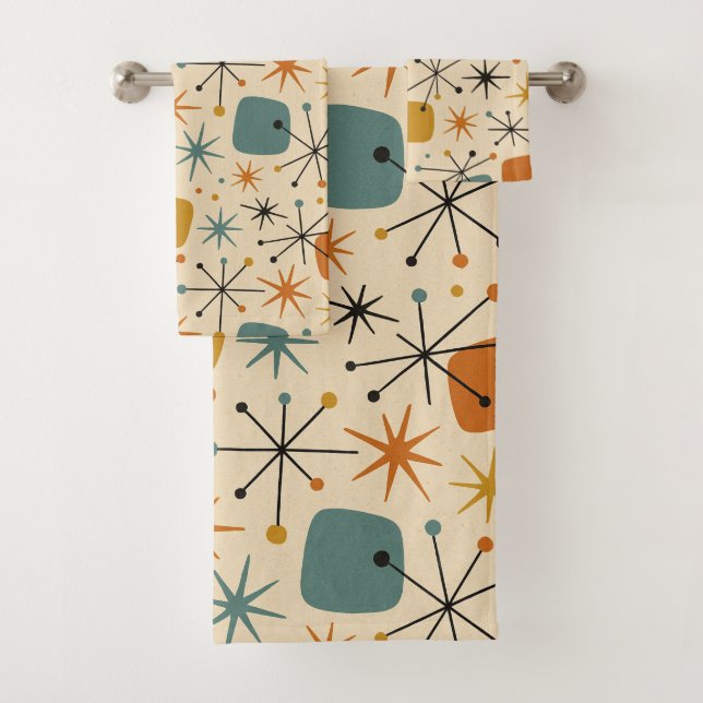 Mid Century Modern Sternenmuster Badhandtuch Set (Insitu)