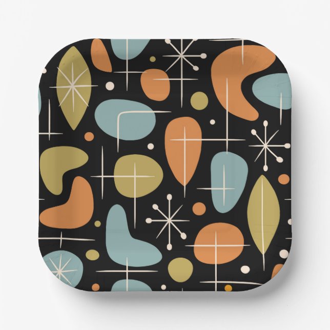 Mid Century Modern Sternenmuster Pappteller (Vorderseite)