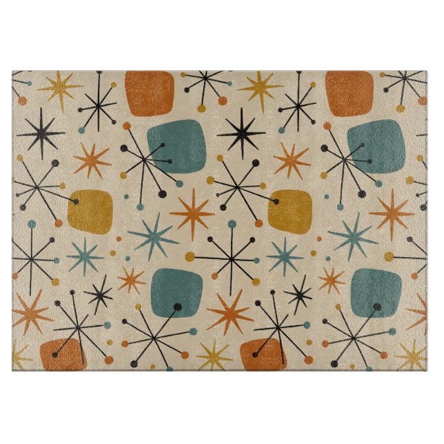 Mid-Century-Modern-Sternenmuster Schneidebrett (Vorderseite)
