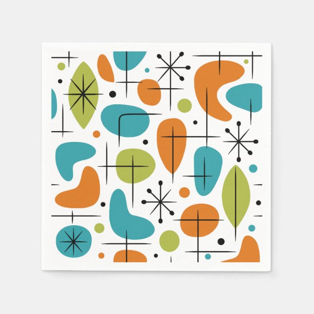 Mid-Century-Modern-Sternenmuster Serviette (Vorderseite)