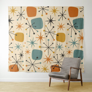 Mid-Century-Modern-Sternenmuster Wandteppich
