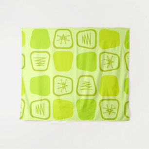 Mid Century Modern Stretched Squares Chartreuse Wandteppich