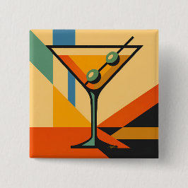 Mid Century Modern Sunrise Bauhaus Martini Button